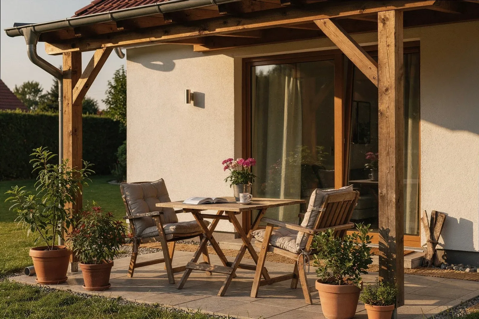 Terrassenüberdachung aus Holz in Gütersloh